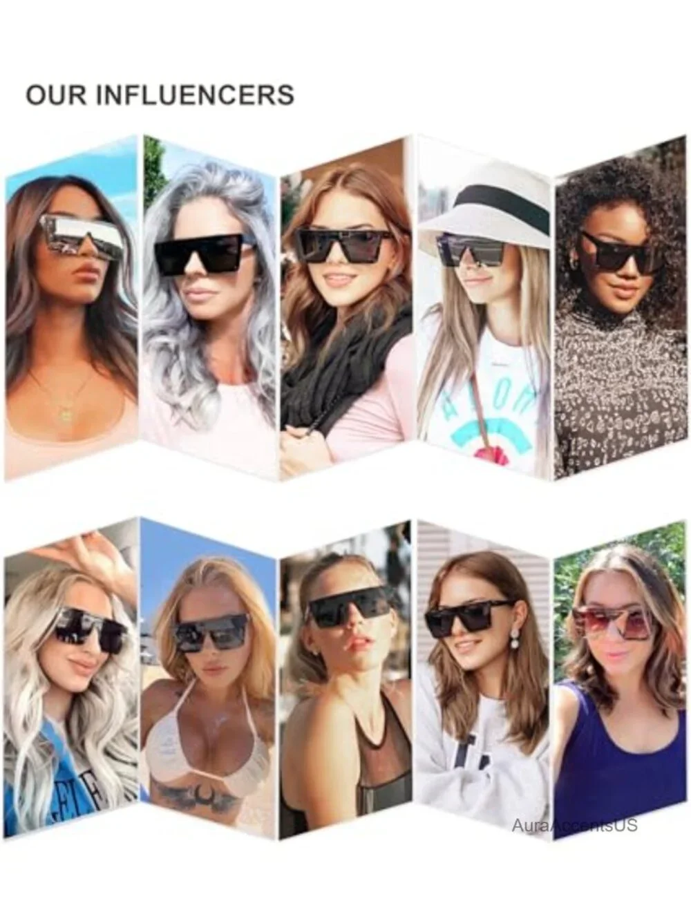 Square Sunglasses Thick Frame Flat Top Shield UV400 Protection